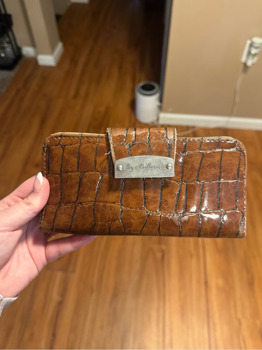 Liz Claiborne Brown Croc-Embossed Wallet